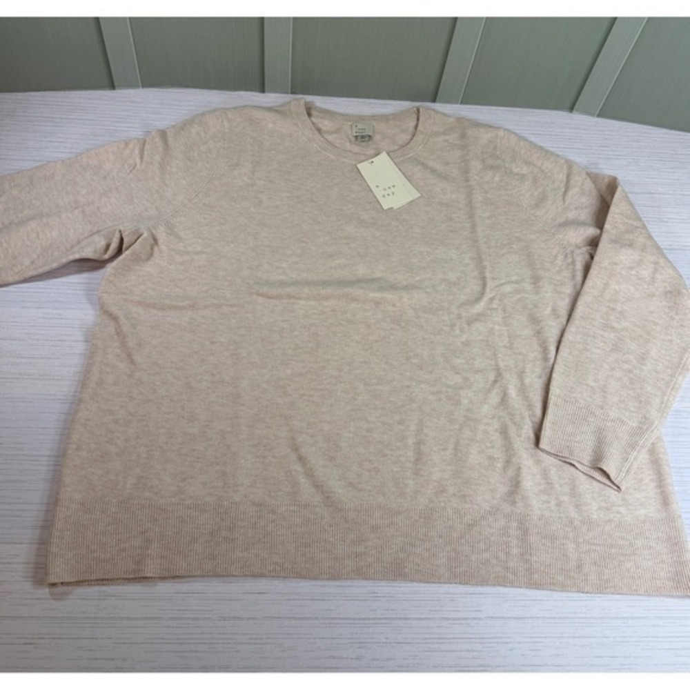 A New Day Womens 2X Heather Oatmeal Tan Sweater NWT Soft Knit Pullover